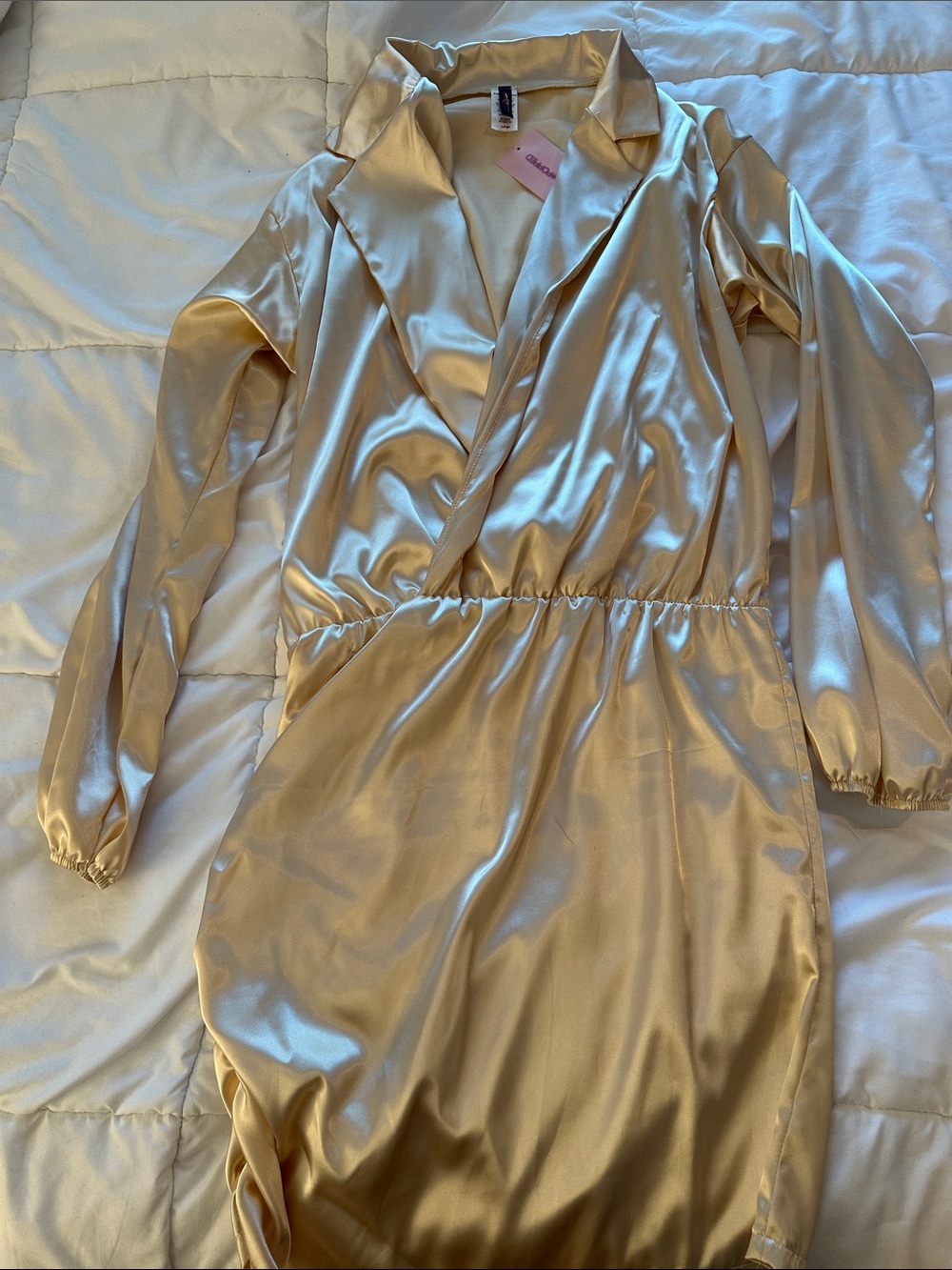 Women's Satin Wrap-Front Chemise in Champagne - Unbranded